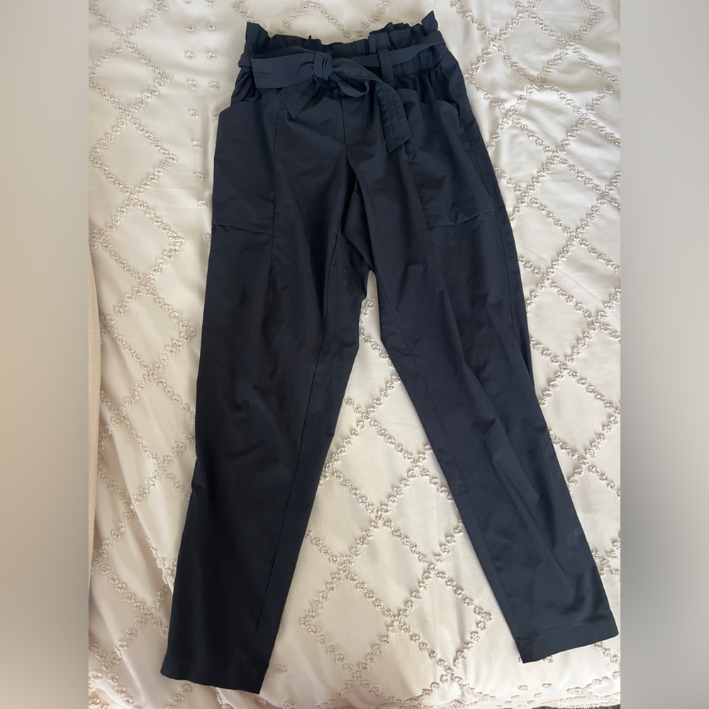 ATHLETA Skyline Pant Black Paper Bag Waist Stretch Tie Waist - Picture 2 of 3